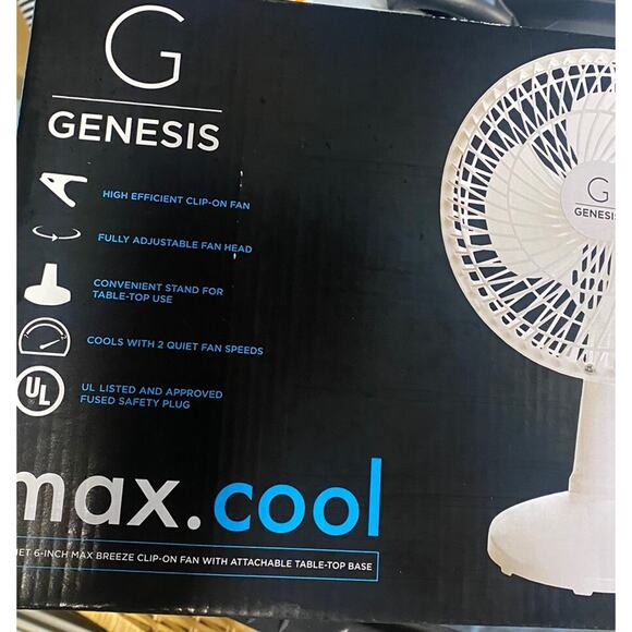 Genesis 6-Inch Clip Convertible Table-Top & Clip Fan Two Quiet Speeds - NEW - Picture 4 of 5
